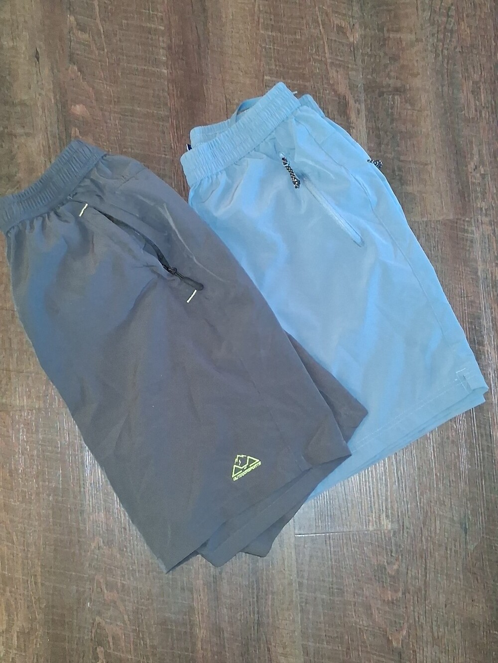 Men's Athletic Drawstring Shorts - Black and Light Blue